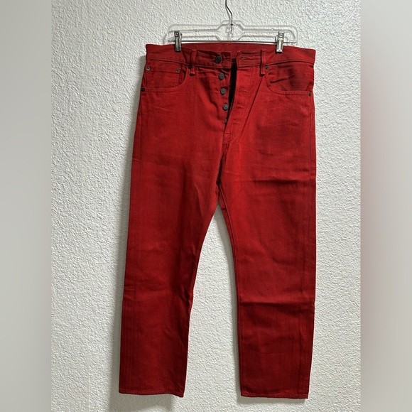 Levi's 501 red denim jeans 32x30 #denim - Picture 1 of 3